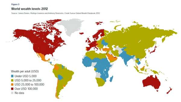 Уровень достатка населения разных стран, 2012 г.