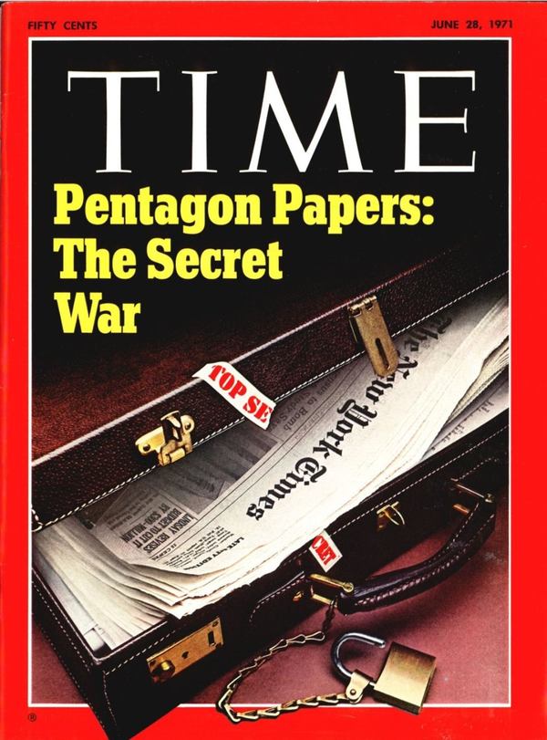 Обкладинка номеру журналу Time за червень 1971 року, присвячена публікації «Документів Пентагону»