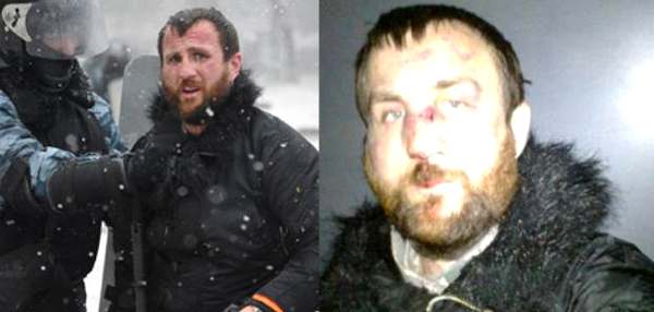 Львовский фотограф Марьян Гаврилов "до" и "после" задержания "Беркутом" на Грушевского. Фото: Алекс Фурман