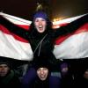 Оппозиционерка выкрикивает лозунги во время митинга, Минск, (Абложей Наталия)