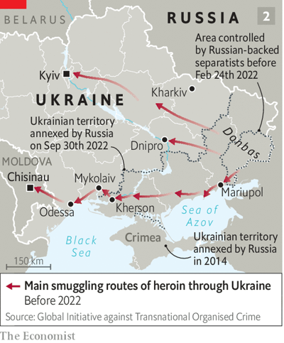 Основні маршрути контрабанди героїну через Україну До 2022 року