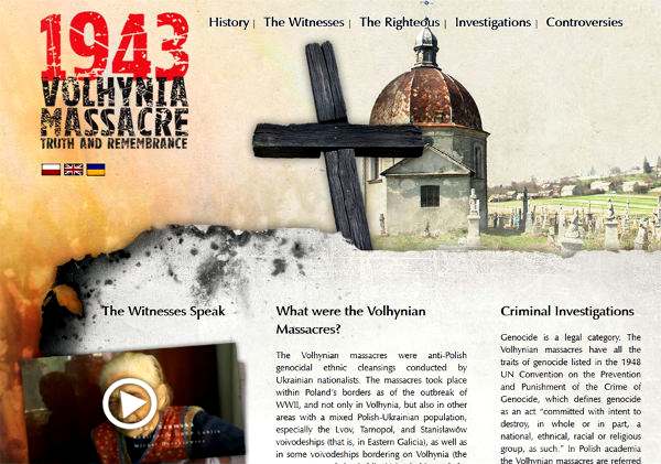 Скриншот портала «Волынское преступление», открытого накануне годовщины трагических событий