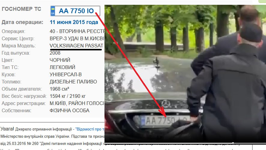 мерс з номером прикриття