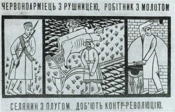 Агитационный плакат ранней УССР