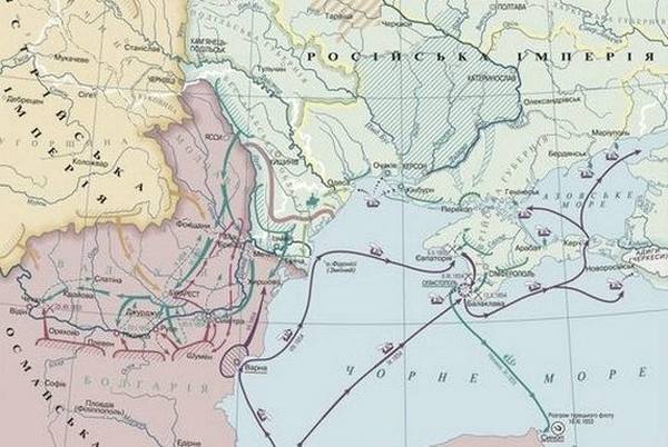 Карта военных действий в Восточной (Крымской) войне 1853-1856 гг. Черноморско-Крымский театр