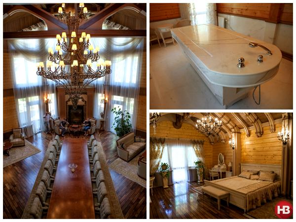 В Гостевом доме есть огромное помещения для собраний членов охотничьего клуба Кедр, несколько спален в псевдоморском стиле, а масажный стол в Сухолучье сделан из натурального мрамора / Александр Медведев